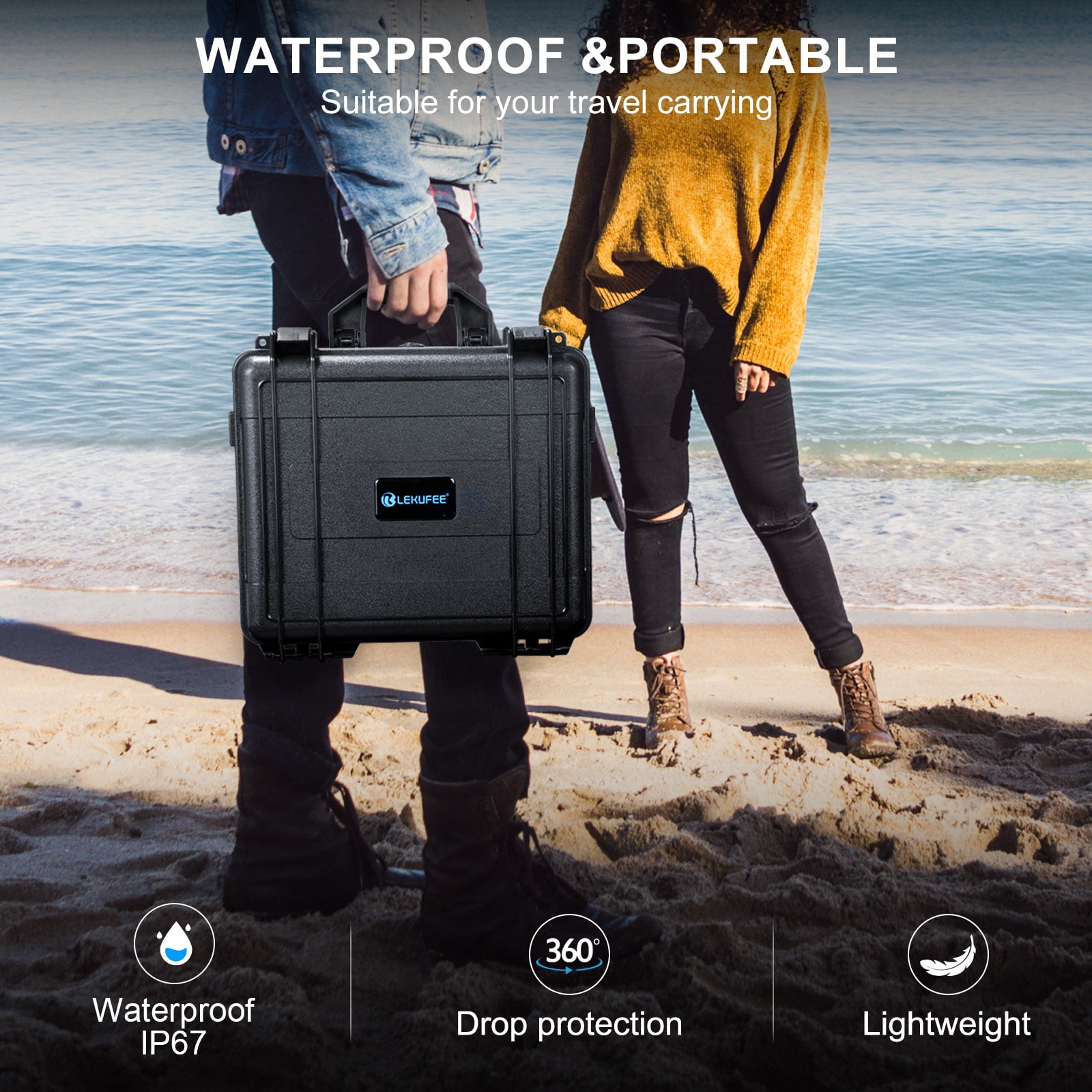 Étui Rigide Étanche Lekufee Pour DJI Mini 4 Pro / Mini 3 Pro – Boîtier IP67 Avec Mousse Sur Mesure + Bandoulière