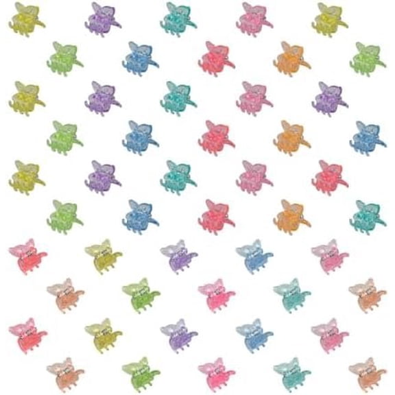 50 Pack Mini Butterfly Hair Clips,Small Claw Hair Clips for Women and Girls (Glitter)