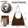 thumbnail image 4 of SUOSDEY Shoulder Bag for Women Suede Tote e Bag Satchels Crossbody Purse for Travel College Work Tote Handbag, 4 of 6