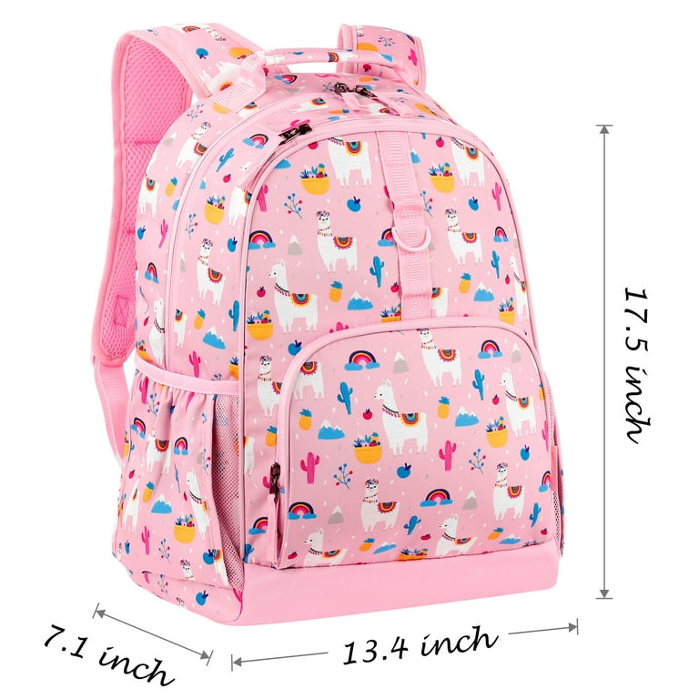 Pink Little Kid 3-Piece Llama Backpack, Straw Bottle & Snack Cup