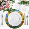 thumbnail image 3 of Qxltty 15inch Round Placemats Set of 1 Polyester Fabric Heat Resistant Washable Table Mat for Kitchen Party Decor Sweet Sunflowers, 3 of 7