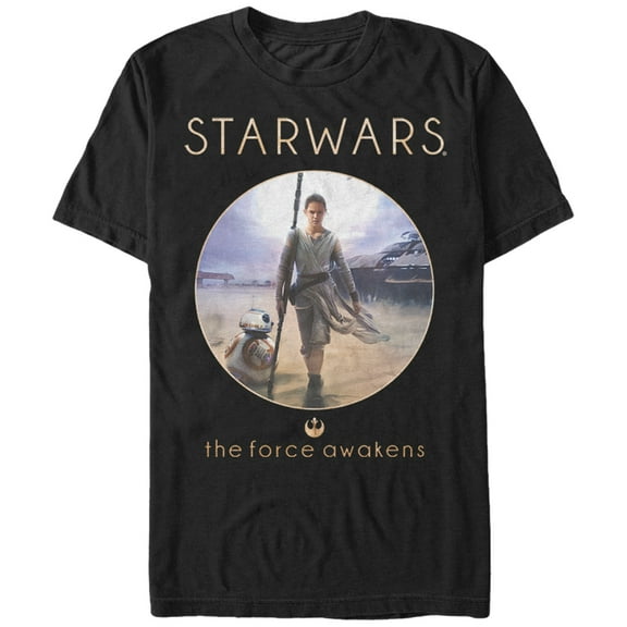 Men's Star Wars The Force Awakens Rey and BB-8 Adventure Graphic Tee Black X Large