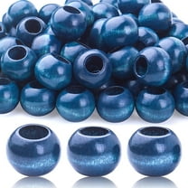 100pcs 20mm Dark Blue Wooden Beads Round Wood Beads with 10mm Large Hole Wooden Macrame Beads Loose Wood Spacer Beads for Jewelry Crafts Making Home Wall Decor