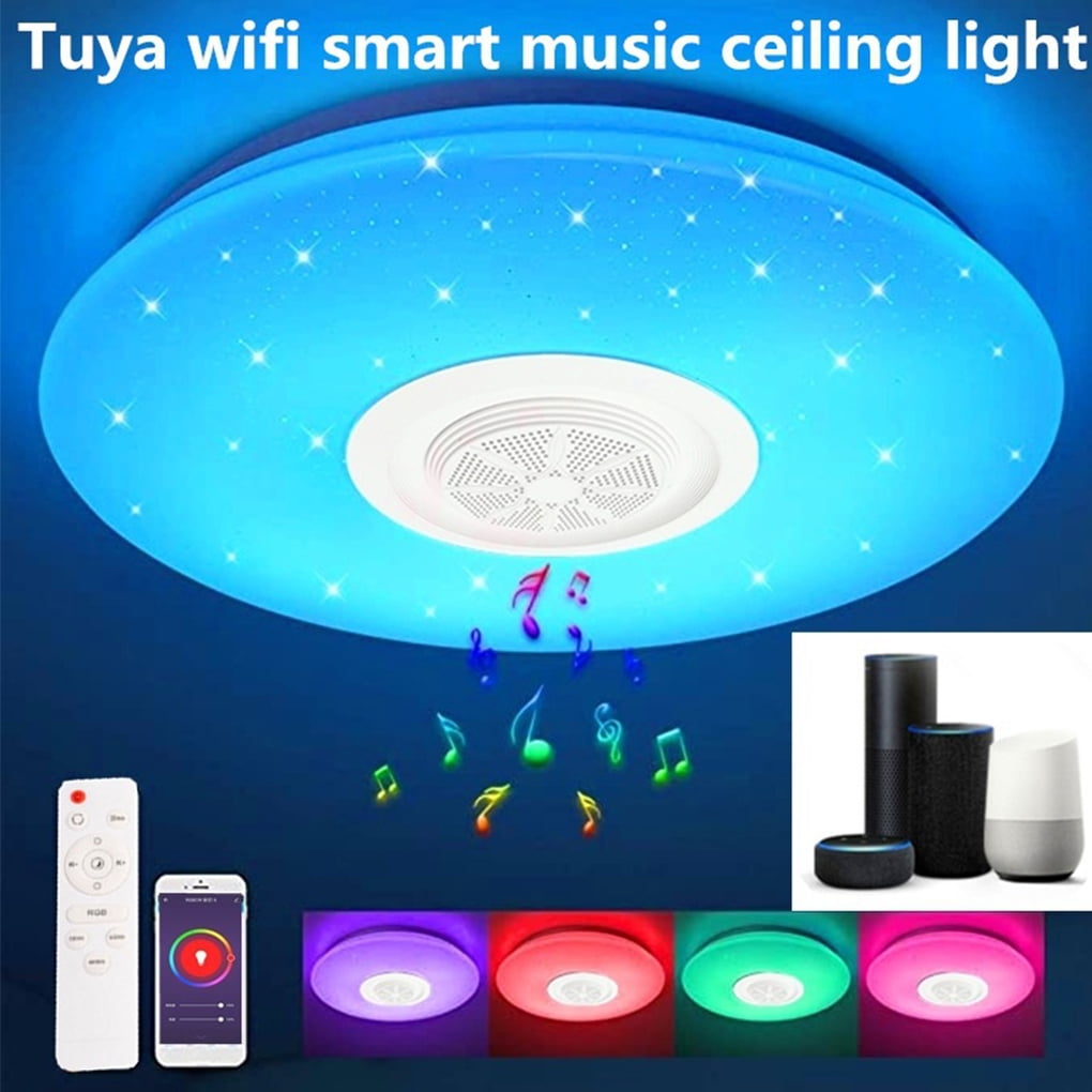 galblaas biologie Catastrofaal 60W Rainbow LED Ceiling Light with Remote Control, Music Bluetooth Speaker,  App Control Ceiling Light Fixture 36CM 4300LM Warm/Cold White, RGB Dimmable  Color Changing Lamp for Bedroom Bathroom Kitchen - Walmart.com