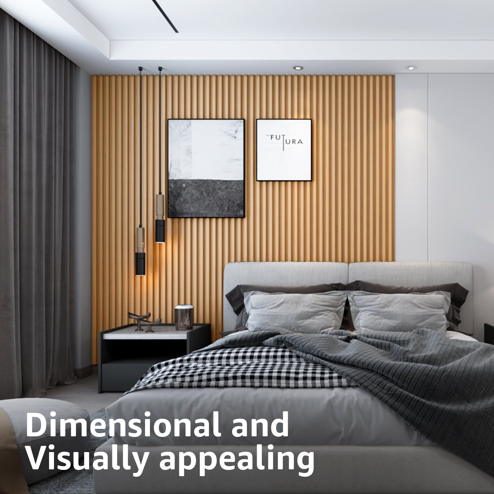 Art3d Slat Wall Panel,WPC Acoustic Diffuser 3D Wall Panel,8 Pieces 96x6 inch-Oak(32 sq.ft/Case)