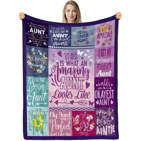 Aunt Gifts Blanket, Birthday Gift to Aunt from Niece Nephew, 50"x60" Sofa Bed Blanket Gift Ideas for Aunt, Soft Cozy Flannel Throw Blanket for Aunt Birthday Christmas Thanksgiving Day