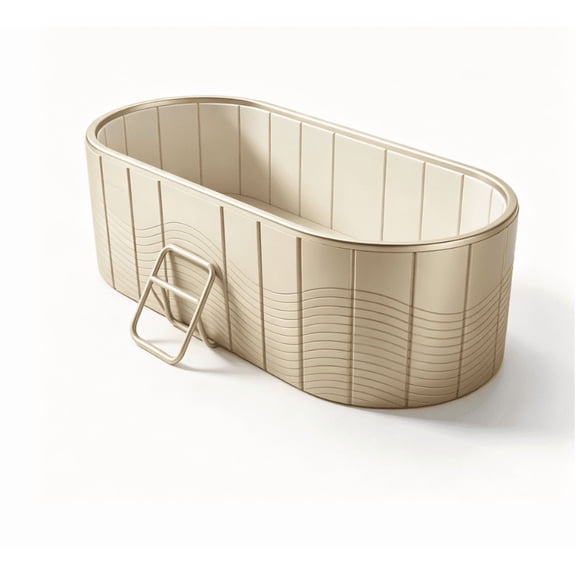 47 Inch Foldable Freestanding Bathtub, Portable Plastic Soaking Tub, Lightweight Adult Bath Barrel for Home Bathroom