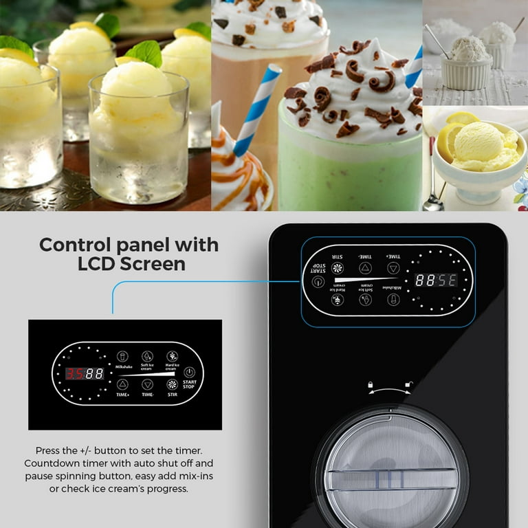 Electric Automatic Ice Cream Maker & Frozen Yogurt Machine, Makes