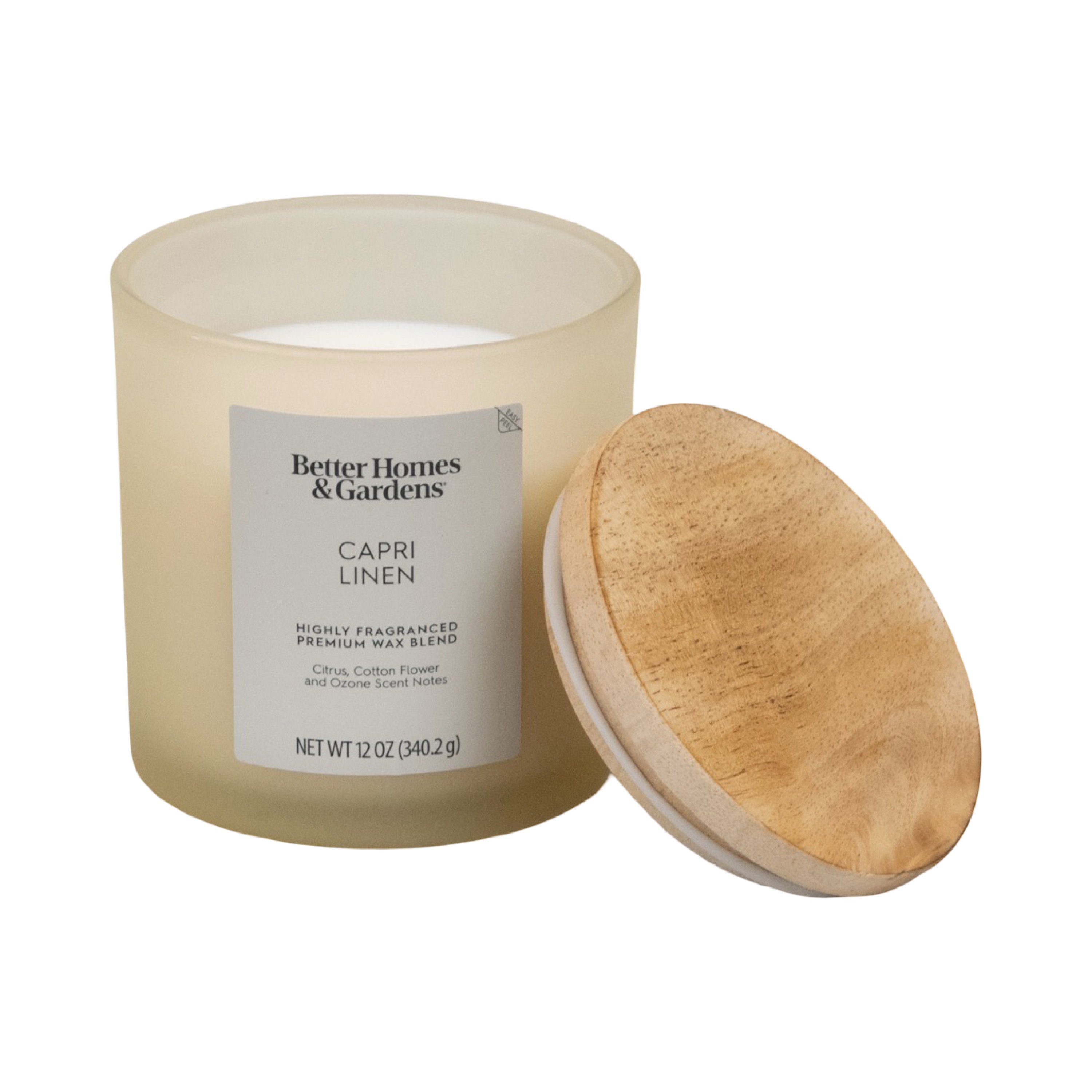 Better Homes & Gardens Capri Linen Scented 2-Wick Frosted Jar Candle 12oz.