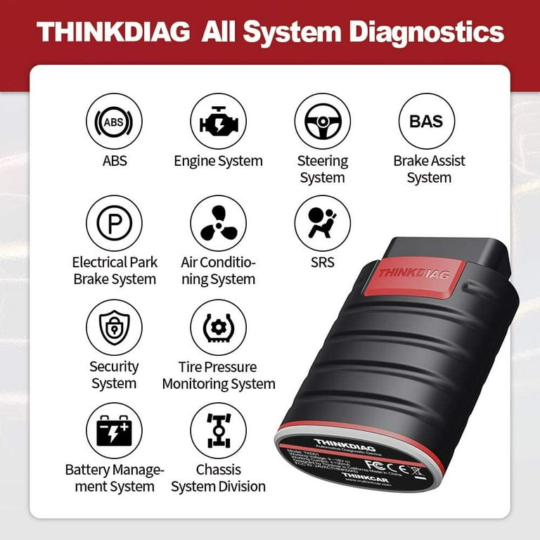thinkcar ThinkDiag OBD2 Scanner Bluetooth, Diagnostic Bluetooth Car Code  Reader