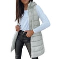 thumbnail image 2 of Long Puffer Vest WomenLong Jacket Vest Womens Vests Outerwear Zip Up Puffy Coat Long Quilted Vest Women Womens Vest With Hood Packable Sleeveless Vest For Winter Puffy Jacket For Win, 2 of 9
