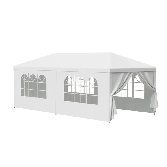 CZMDZH Outdoor White Waterproof Gazebo Canopy Tent with Removable Sidewalls Windows Heavy Duty Tent for Party Wedding Events Beach BBQ,10x20,White Tent w/6 Walls
