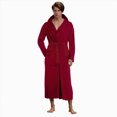 thumbnail image 2 of NOLDARES Men's Bathrobe Lightweight Kimono and Hooded Robes Breathable Bath Robe, Classic Plus Size Robe with Pockets for Shower Spa Lounge & House(H224-Red), 2 of 5