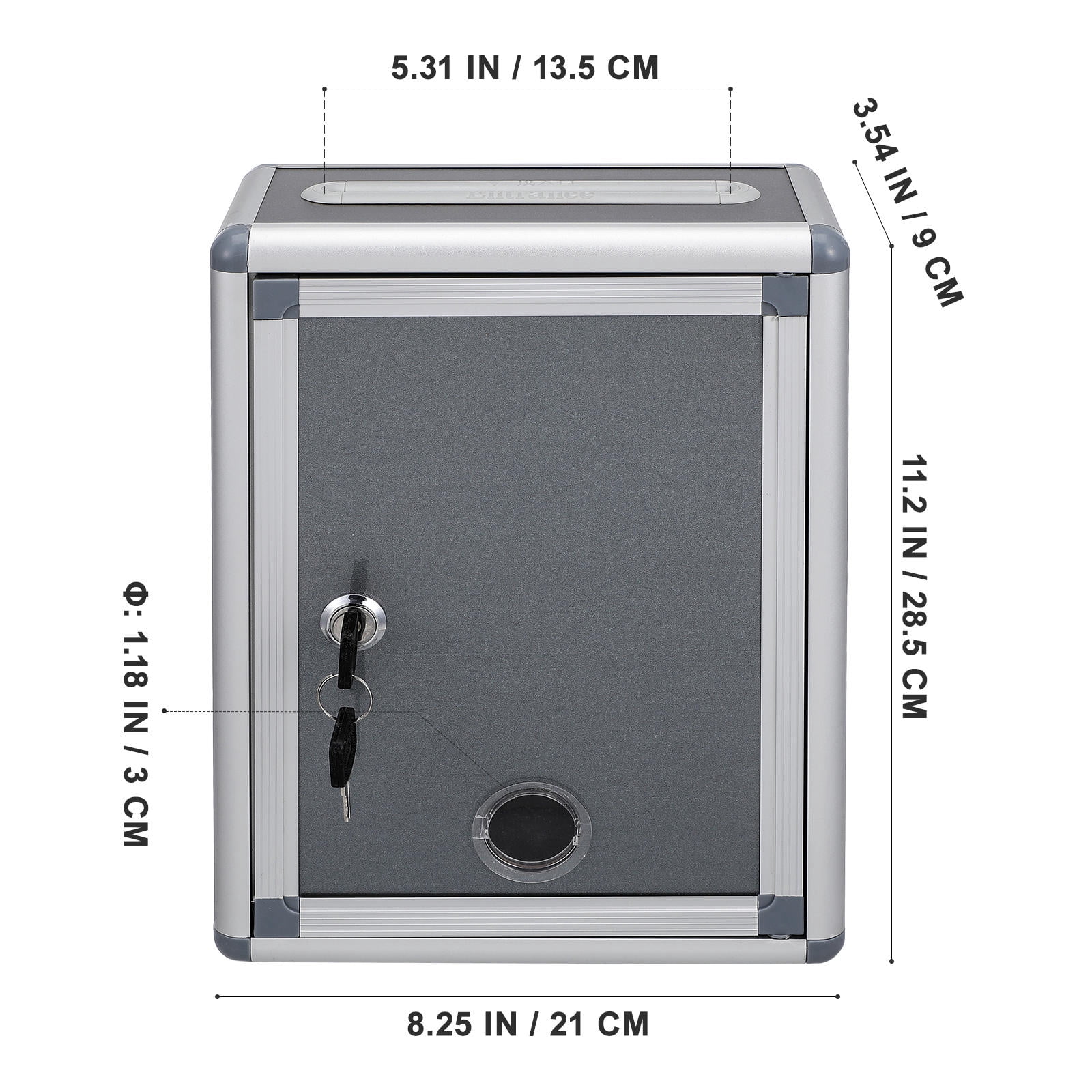 Pawsdot Small Grey Aluminium Alloy Mailbox with Lock Storage Box