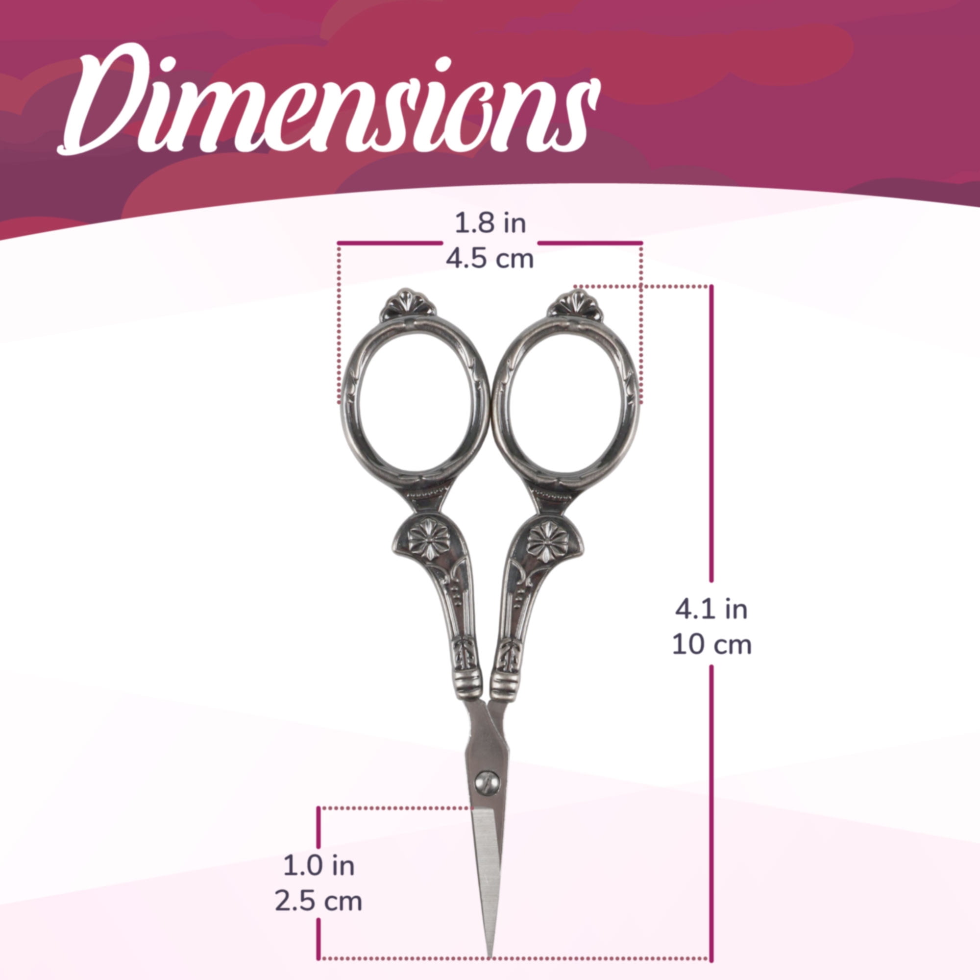 JubileeYarn Flourish Embroidery Scissors - Gunmetal - 10 Scissors