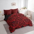 thumbnail image 2 of Homewish Vintage Damask Skull King Bedding for Kids, Crimson Black Gothic Baroque Spooky King Bed in a Bag, Black Reversible, 7-Piece, 2 of 7