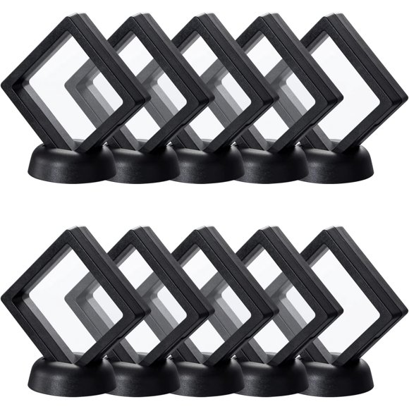 Black 2.75×2.75×0.8 inchesBlack 3D Floating Frame, 10 Pack 4.34.30.8"/110X110X20m Challenge Coin Holder Display With Base for Medallions, Specimen, Jewelry