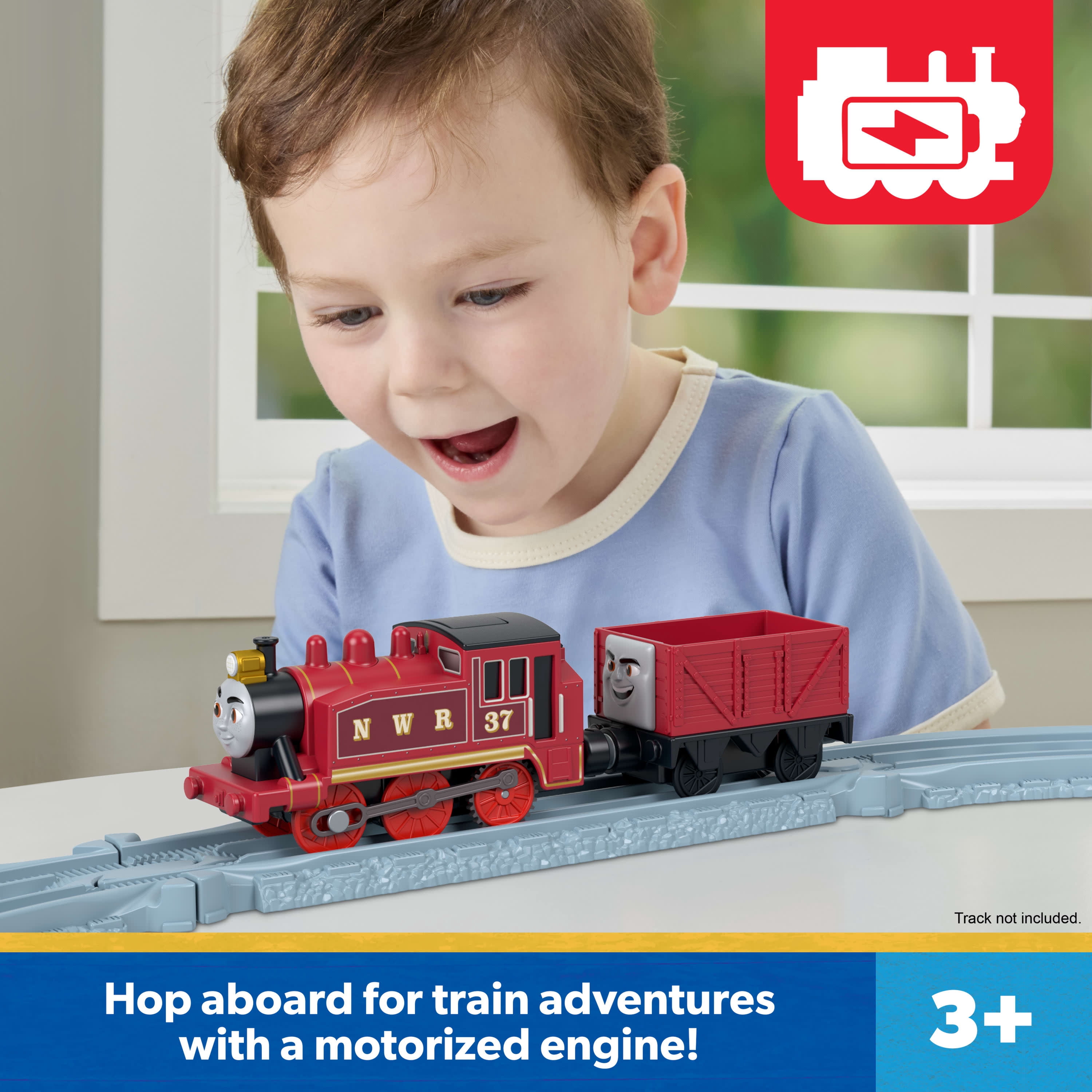 Thomas & Friends by Fisher-Price Motorized Train, Battery-Powered Toy Rosie Engine & Troublesome Truck