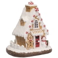 thumbnail image 3 of Northlight Snowy Gingerbread Peppermint House with Snowman Christmas Decoration - 11", 3 of 6