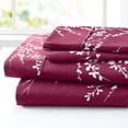 thumbnail image 3 of Collections Etc 4-Piece Foliage Bed Sheets and Pillowcases Set | Graceful Branch Design | Fitted Sheet, Flat Sheet, Pillowcases | Machine Wash, Polyester, 3 of 5