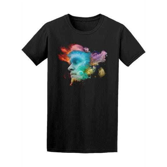 Human Face Colorful Graphic T-Shirt Men -Image by Shutterstock, Male Large