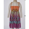 thumbnail image 3 of iiniim Girls Summer Sleeveless Straps Bohemian Beach Dress Flower Print Rainbow Beach Sundress 3-12 Orange 3-4, 3 of 7