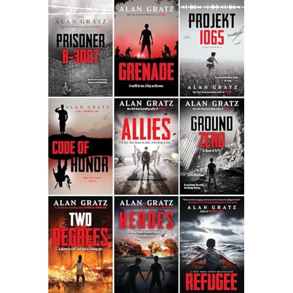 Pre-Owned Alan Gratz Bestselling Series, Collection Set of 9 Books. Prisoner B-3087, Code of Honor, Projekt 1065, Refugee, Grenade, Allies, Ground Zero, Two Degrees, Heroes: A Novel of Pearl Harbor