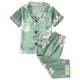 thumbnail image 1 of Odeerbi 1-8 Años Niños Niñas Pijama de Verano de Satén Con Solapa de Muesca Camisas de Manga Corta Pantalones Conjunto de Pijama Con Estampado Floral Suave, 1 of 9
