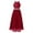 Burgundy, variant on YEAHDOR Teens Girls Wedding Evening Long Dress Elegant Floral Lace Chiffon Princess Birthday Party Dress A White 6