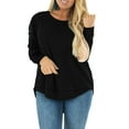 thumbnail image 3 of Mifater Women Plus Size Tops Long Sleeve Crewneck Tunic Tops Casual Blouse Side Split Tunics Shirts, 3 of 6