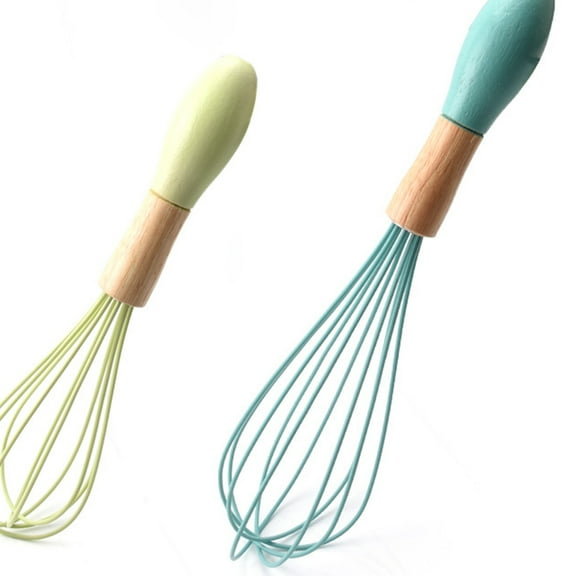 Raindrops 2Pcs Silicone Whisk with Wood Handle for Baking and Making Sauces 10-Inch 12-Inch