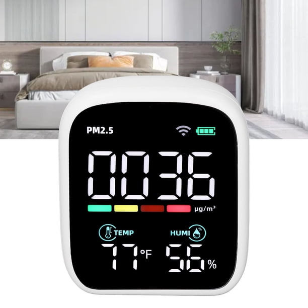 PM2.5 CO2 HCHO TVOC Monitor, Detector De Aire Sensor NDIR Inteligente 0-1000μg/m³ ABS Para El Hogar