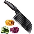 thumbnail image 1 of Corrugated Vegetable Cutter, French Fries Cutter, Manual Stainless Steel Ripple Potato Knife Vegetable Cutter Tomato Knife French Fries Slicer Kid's Knife Vegetable Cutter for French Fries Cutter, 1 of 7