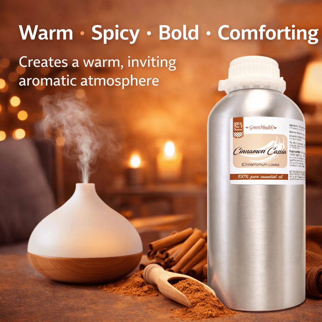 Cinnamon Cassia - 32 fl oz (946 ml) Aluminum Bottle w/Plug Cap - 100% Pure Essential Oil - GreenHealth