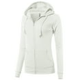 thumbnail image 2 of A2Y Women's Casual Fitted Lightweight Pocket Zip Up Hoodie Ivory XL, 2 of 3