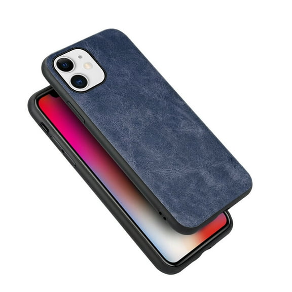 Goldcherry for iPhone 11 Case,Slim PU Leather Vintage Shockproof Cover Lightweight Premium Soft TPU Bumper Hard PC Hybrid Case For iPhone 11 6.1" 2019(Blue)