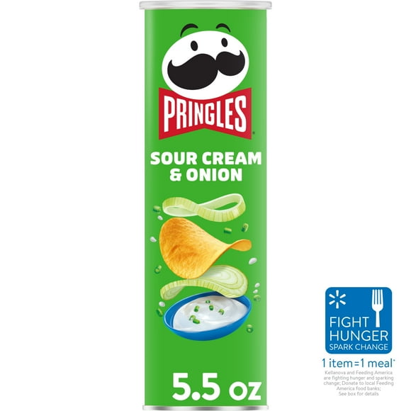 Pringles Sour Cream and Onion Potato Crisps Chips, Lunch Snacks, 5.5 oz