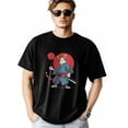 thumbnail image 2 of Mens T-Shirts,Cat Warrior Cartoon Short Sleeve T Shirts for Men Crew Neck Tees,Loose Fit Casual T-Shirts for Teens Boys, 2 of 8