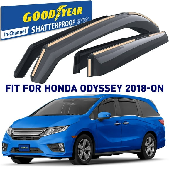 Goodyear Shatterproof in-Channel Window Deflectors for Honda Odyssey 2018-2025, Rain Guards, Window Visors for Cars, Vent Deflector, Car Accessories, 4 pcs - GY007755