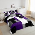 thumbnail image 3 of Manfei Black White Gray Purple Bedding Comforter Set, Geometric Checkered Twin Comforter Sets, Abstract Aesthetic Bedding Set, Breathable Room Decor, Reversible 2-Piece, 3 of 8