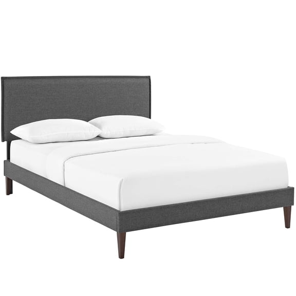 Modway Camille Fabric Upholstered Full Platform Bed in Gray