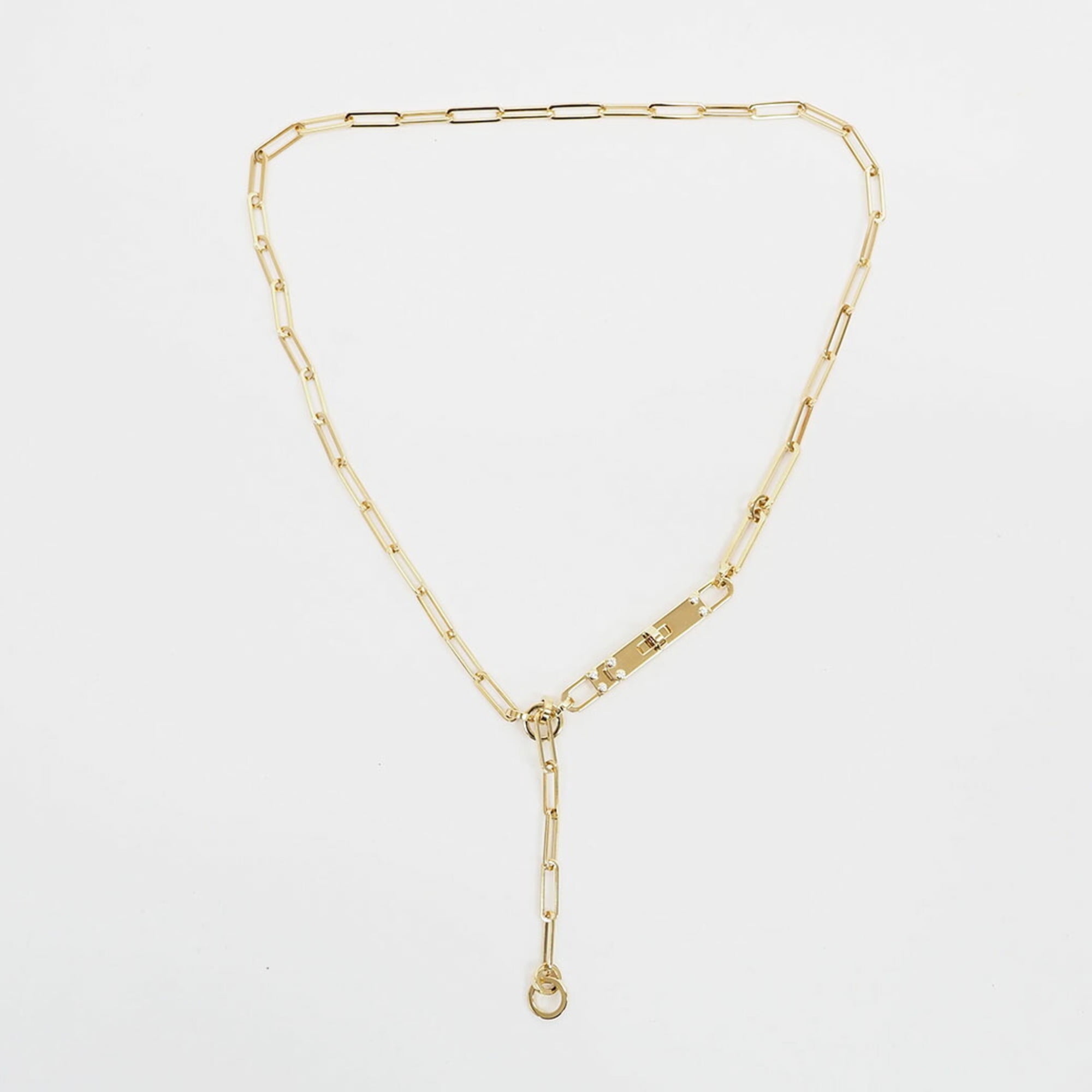 Authenticated Used Hermes HERMES Kelly Chain Lariat Necklace Gold
