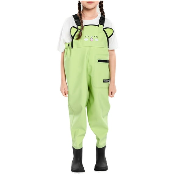 AUNVITO Unisex PVC Waders Full Body Waterproof Fishing & Beach Combing Overalls Durable Waterproof Suit for Kids