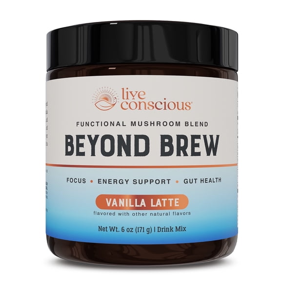 Beyond Brew Vanilla Latte Coffee Alternative - Mushroom Complex w/ Lion’s Mane, Reishi, Cordyceps & Chaga for Sustained Focus, Energy & Immunity Support. Prebiotics & Probiotics Support Gut Health, 3