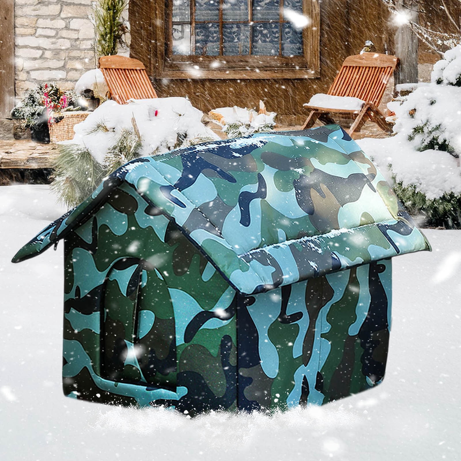Weatherproof Outdoor Cat House for Feral & Stray Cats - Insulated Winter Shelter with Waterproof Oxford Fabric, Warm Foldable Design for All-Season Protection
