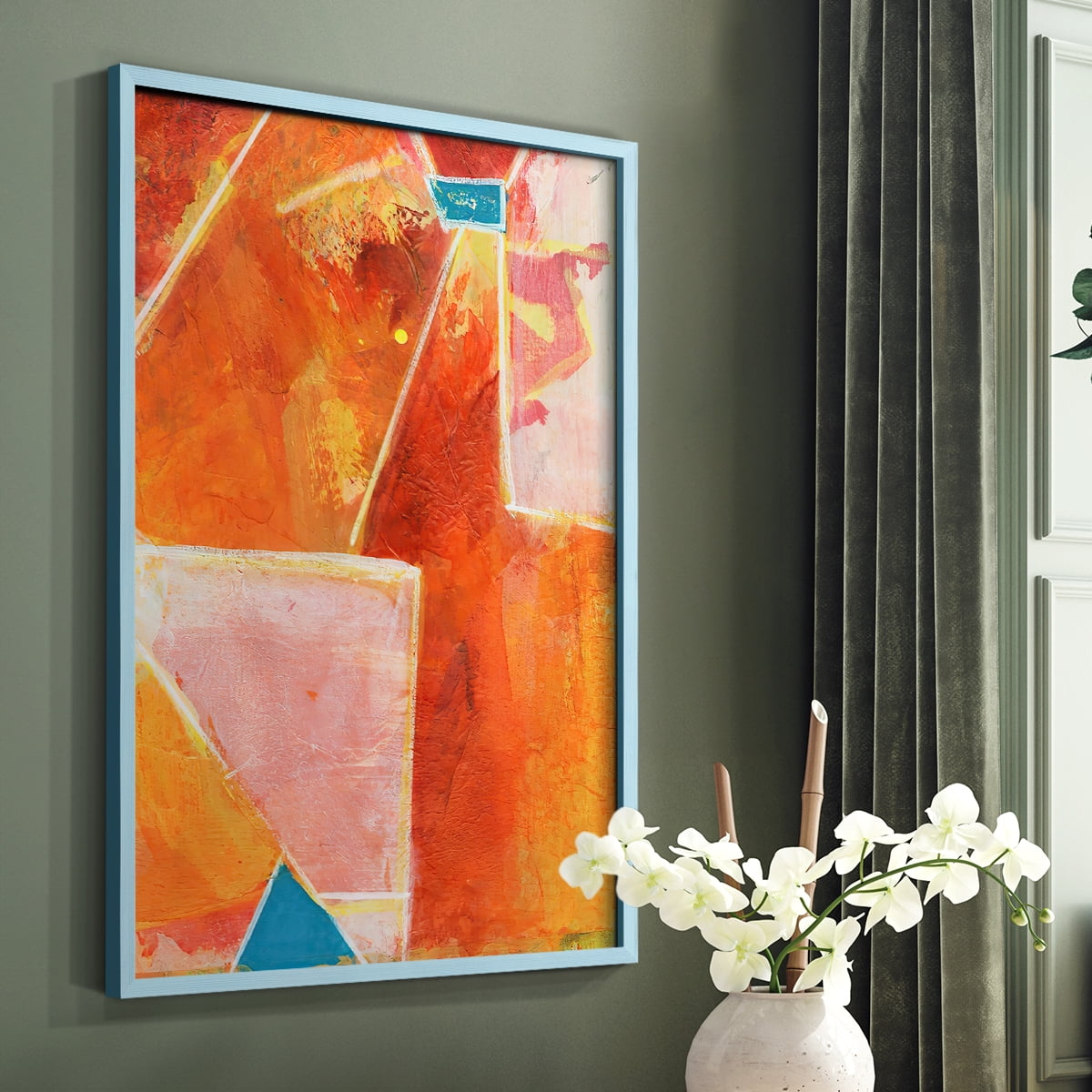Primary Connection V in Blue Solid Wood 8 x 10 Framed Print