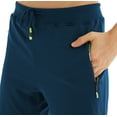 thumbnail image 4 of Tyhengta Mens Shorts Casual Sports Drawstring Zipper Pockets Elastic Waist Darkgreen 36, 4 of 8