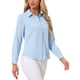 thumbnail image 4 of CAMISA DE TRABAJO DE MANGA LARGA CON BOTONES PARA MUJERES INSPIRADA EN CHIC, BLOQUE DE COLOR, TALLA XS, AZUL CIELO SÓLIDO, 4 of 5