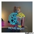 thumbnail image 2 of Craftnamesign Movie Night Neon Sign Wall Art, Popcorn Cinema Led Light Signage Wall Decor, 2 of 5