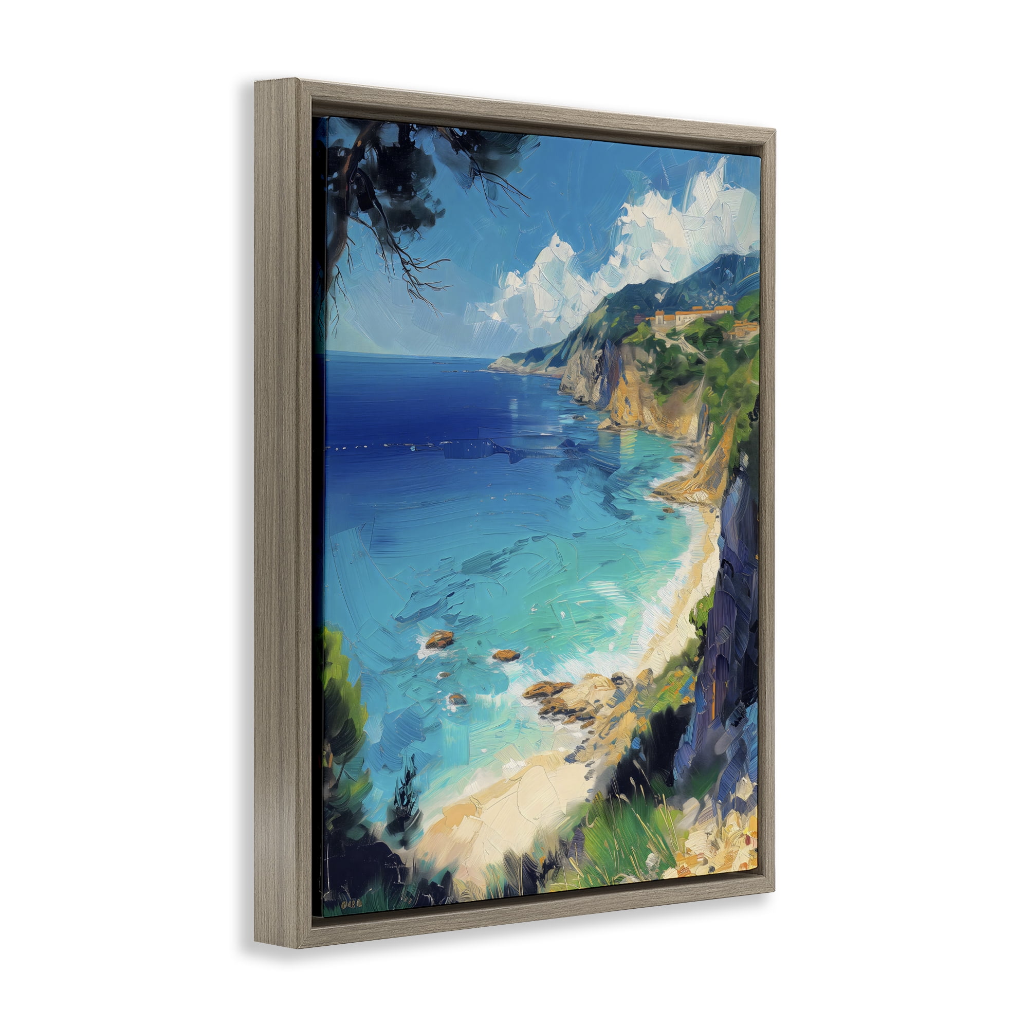 Stupell Industries View of Ocean Retreat Brown Framed Floater Canvas Wall Art, design by Creative Studio
